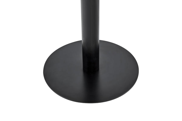 English Elm 23.6 Inch Round Marble Look Side Table with Stainless Steel Edge Trim and Metal Base White - B W1512P540011