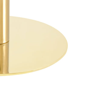 English Elm 23.6 Inch Round Marble Look Side Table with Stainless Steel Edge Trim and Metal Base Black+Gold W1512P540339
