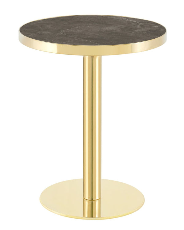 English Elm Modern Faux Marble Round Bistro Table Gold Pedestal Base for Small Dining Spaces W1512P540837