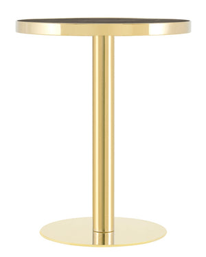 English Elm Modern Faux Marble Round Bistro Table Gold Pedestal Base for Small Dining Spaces W1512P540837