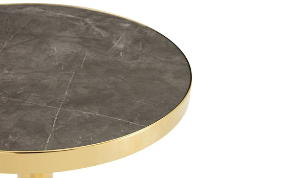 English Elm Modern Faux Marble Round Bistro Table Gold Pedestal Base for Small Dining Spaces W1512P540837