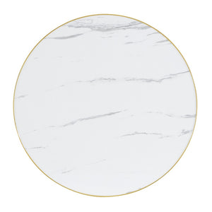 English Elm 23.6 Inch Round Marble Effect Bistro Table with Gold Steel Edge for Small Dining Spaces W1512P540850