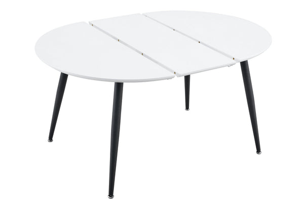 English Elm Using a Telescopic Extension Round Mdf Dining Table with Black Metal Legs Seats Four W1512P540995