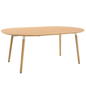 English Elm 3-in-1 Extendable Round to Oval Dining Table Solid Hardwood Legs Seats up to 8 W1512P541011