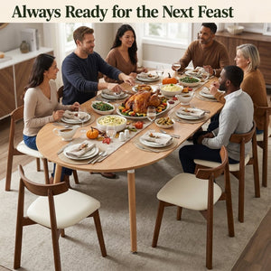 English Elm 3-in-1 Extendable Round to Oval Dining Table Solid Hardwood Legs Seats up to 8 W1512P541011