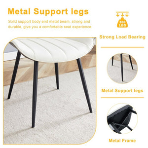 English Elm Extended Cushion PU Leather Dining Chair Set of Four Modern Two Tone Sculpted Shell W1512P549860
