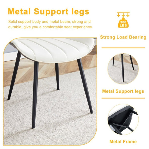 English Elm Extended Cushion PU Leather Dining Chair Set of Four Modern Two Tone Sculpted Shell W1512P549860