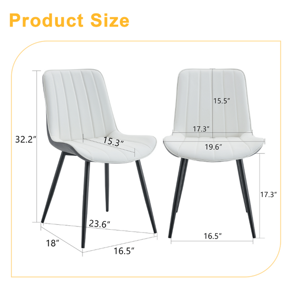 English Elm Extended Cushion PU Leather Dining Chair Set of Four Modern Two Tone Sculpted Shell W1512P549860
