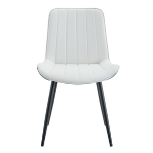 English Elm Extended Cushion PU Leather Dining Chair Set of Four Modern Two Tone Sculpted Shell W1512P549860
