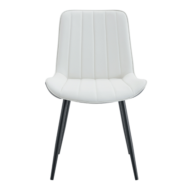English Elm Extended Cushion PU Leather Dining Chair Set of Four Modern Two Tone Sculpted Shell W1512P549860