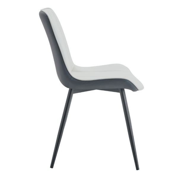 English Elm Extended Cushion PU Leather Dining Chair Set of Four Modern Two Tone Sculpted Shell W1512P549860