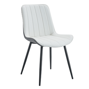 English Elm Extended Cushion PU Leather Dining Chair Set of Four Modern Two Tone Sculpted Shell W1512P549860