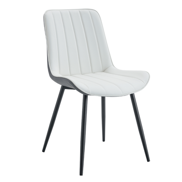 English Elm Extended Cushion PU Leather Dining Chair Set of Four Modern Two Tone Sculpted Shell W1512P549860
