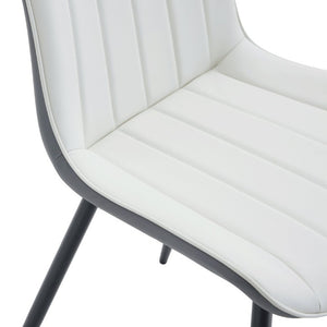English Elm Extended Cushion PU Leather Dining Chair Set of Four Modern Two Tone Sculpted Shell W1512P549860