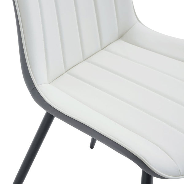 English Elm Extended Cushion PU Leather Dining Chair Set of Four Modern Two Tone Sculpted Shell W1512P549860