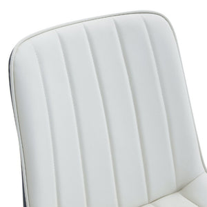 English Elm Extended Cushion PU Leather Dining Chair Set of Four Modern Two Tone Sculpted Shell W1512P549860