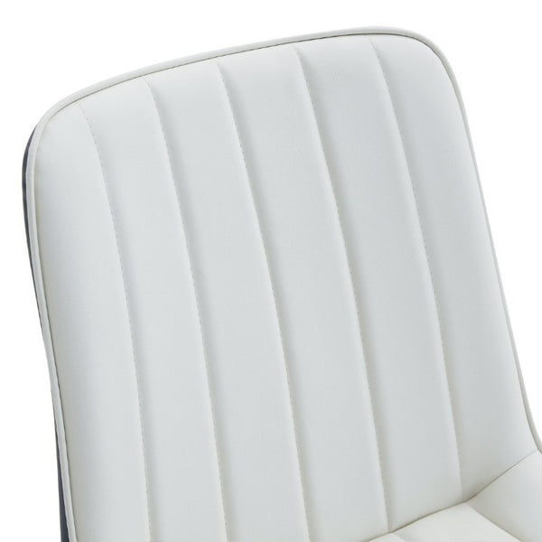 English Elm Extended Cushion PU Leather Dining Chair Set of Four Modern Two Tone Sculpted Shell W1512P549860