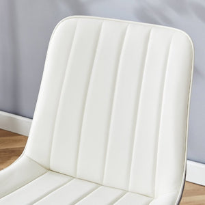 English Elm Extended Cushion PU Leather Dining Chair Set of Four Modern Two Tone Sculpted Shell W1512P549860