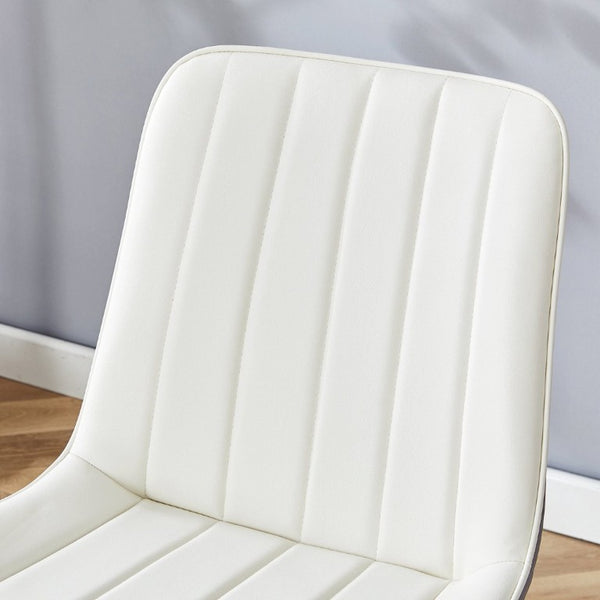English Elm Extended Cushion PU Leather Dining Chair Set of Four Modern Two Tone Sculpted Shell W1512P549860