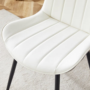 English Elm Extended Cushion PU Leather Dining Chair Set of Four Modern Two Tone Sculpted Shell W1512P549860