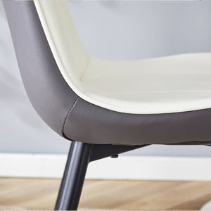 English Elm Extended Cushion PU Leather Dining Chair Set of Four Modern Two Tone Sculpted Shell W1512P549860