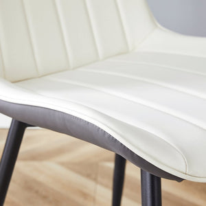 English Elm Extended Cushion PU Leather Dining Chair Set of Four Modern Two Tone Sculpted Shell W1512P549860