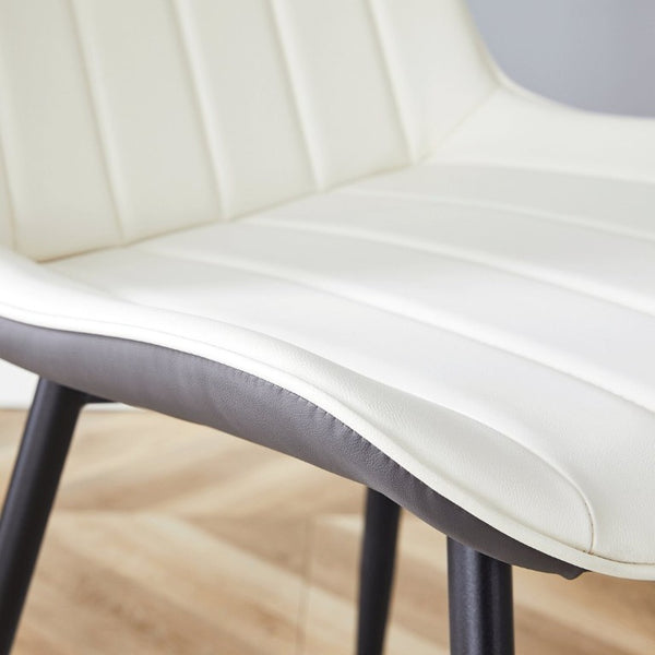 English Elm Extended Cushion PU Leather Dining Chair Set of Four Modern Two Tone Sculpted Shell W1512P549860