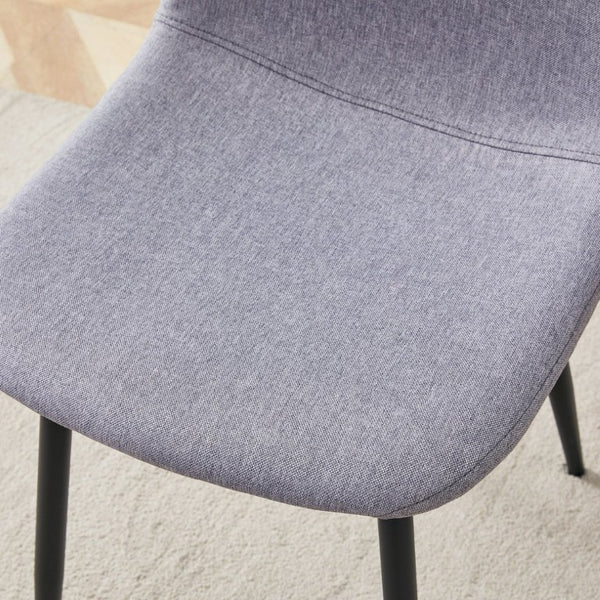 English Elm Luxury Linen-Cotton Dining Chairs Set of Four with Sleek Black Metal Base Modern Gray W1512P551570