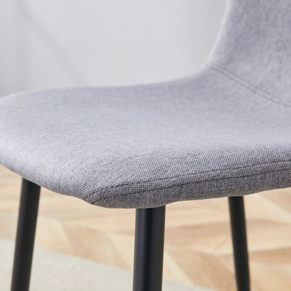 English Elm Luxury Linen-Cotton Dining Chairs Set of Four with Sleek Black Metal Base Modern Gray W1512P551570