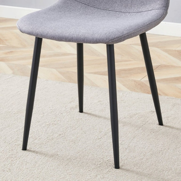 English Elm Luxury Linen-Cotton Dining Chairs Set of Four with Sleek Black Metal Base Modern Gray W1512P551570