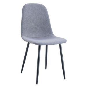 English Elm Luxury Linen-Cotton Dining Chairs Set of Four with Sleek Black Metal Base Modern Gray W1512P551570