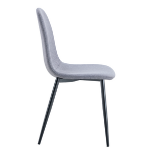 English Elm Luxury Linen-Cotton Dining Chairs Set of Four with Sleek Black Metal Base Modern Gray W1512P551570
