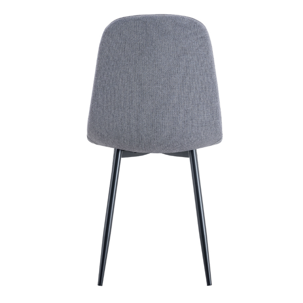 English Elm Luxury Linen-Cotton Dining Chairs Set of Four with Sleek Black Metal Base Modern Gray W1512P551570