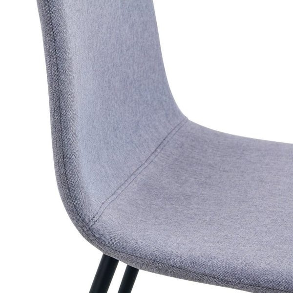 English Elm Luxury Linen-Cotton Dining Chairs Set of Four with Sleek Black Metal Base Modern Gray W1512P551570