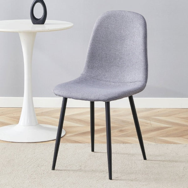English Elm Luxury Linen-Cotton Dining Chairs Set of Four with Sleek Black Metal Base Modern Gray W1512P551570