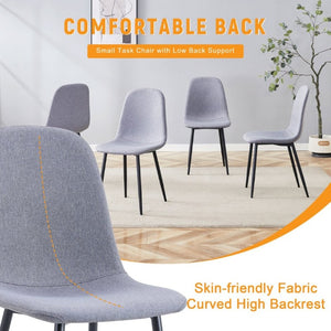 English Elm Luxury Linen-Cotton Dining Chairs Set of Four with Sleek Black Metal Base Modern Gray W1512P551570