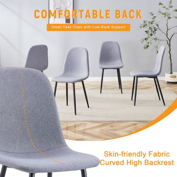 English Elm Luxury Linen-Cotton Dining Chairs Set of Four with Sleek Black Metal Base Modern Gray W1512P551570