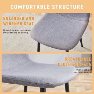English Elm Luxury Linen-Cotton Dining Chairs Set of Four with Sleek Black Metal Base Modern Gray W1512P551570