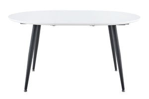 English Elm Using a Telescopic Extension Round MDF Dining Table with Sleek Black Metal Legs W1512P552996