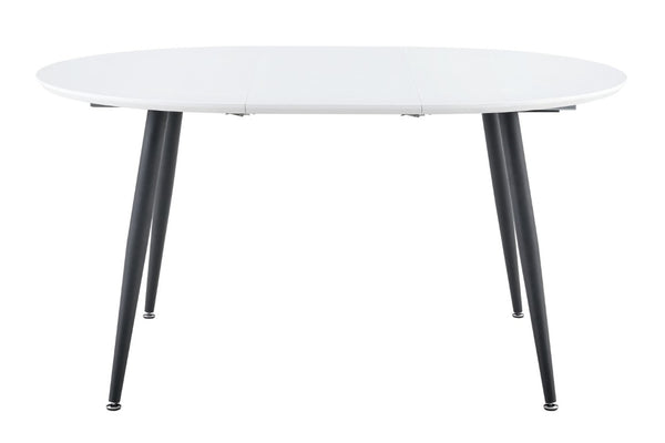 English Elm Using a Telescopic Extension Round MDF Dining Table with Sleek Black Metal Legs W1512P552996