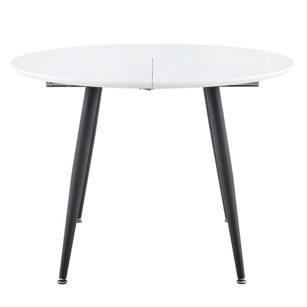 English Elm Using a Telescopic Extension Round MDF Dining Table with Sleek Black Metal Legs W1512P552996