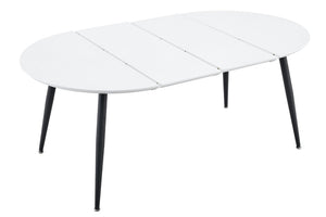 English Elm Using a Telescopic Extension Round MDF Dining Table with Sleek Black Metal Legs W1512P552996