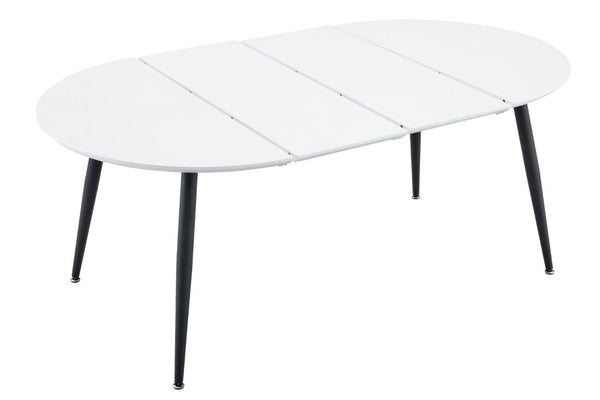 English Elm Using a Telescopic Extension Round MDF Dining Table with Sleek Black Metal Legs W1512P552996