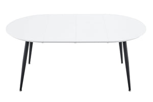 English Elm Using a Telescopic Extension Round MDF Dining Table with Sleek Black Metal Legs W1512P552996