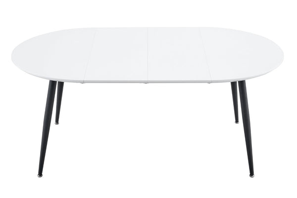 English Elm Using a Telescopic Extension Round MDF Dining Table with Sleek Black Metal Legs W1512P552996