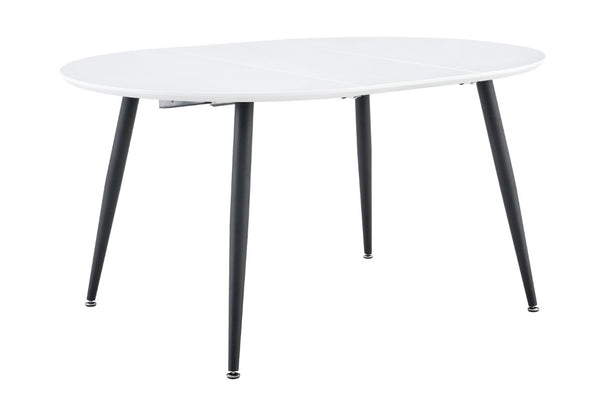 English Elm Using a Telescopic Extension Round MDF Dining Table with Sleek Black Metal Legs W1512P552996