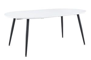 English Elm Using a Telescopic Extension Round MDF Dining Table with Sleek Black Metal Legs W1512P552996