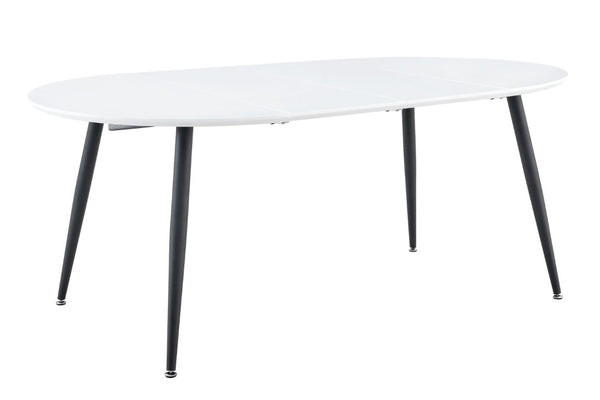 English Elm Using a Telescopic Extension Round MDF Dining Table with Sleek Black Metal Legs W1512P552996