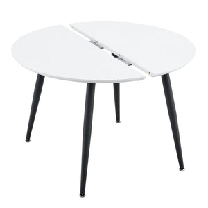 English Elm Using a Telescopic Extension Round MDF Dining Table with Sleek Black Metal Legs W1512P552996