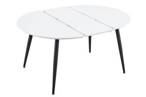 English Elm Using a Telescopic Extension Round MDF Dining Table with Sleek Black Metal Legs W1512P552996